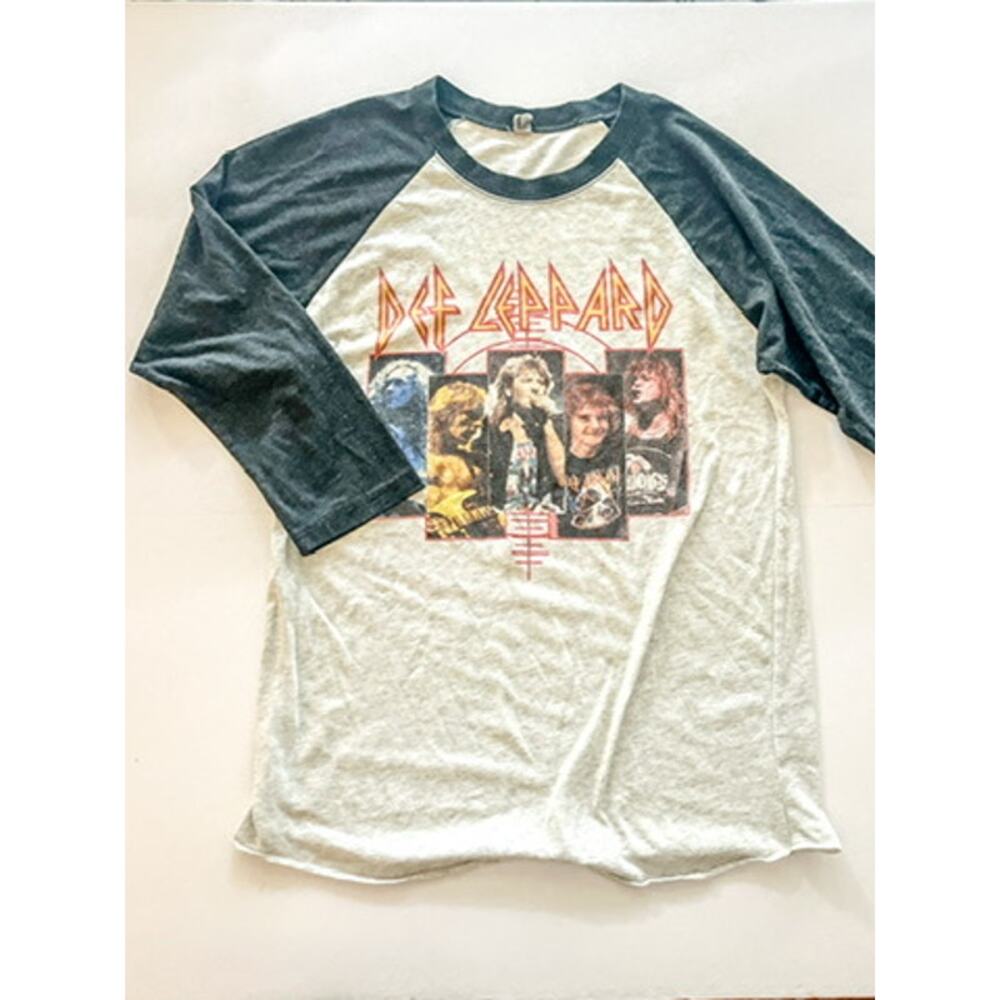 Next Level Women’s Gray Def Leppard Crew Neck 2016 Tour Baseball T-Shirt Size S